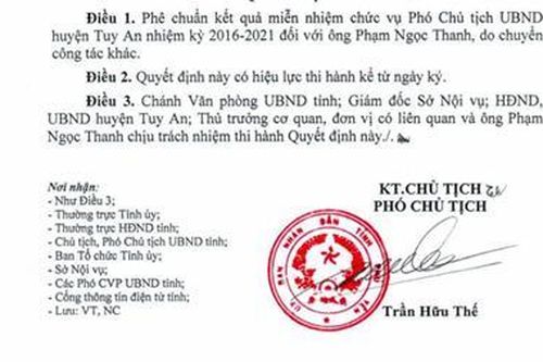 Miễn nhiệm Phó Chủ tịch UBND huyện Tuy An khai gian trình độ đại học