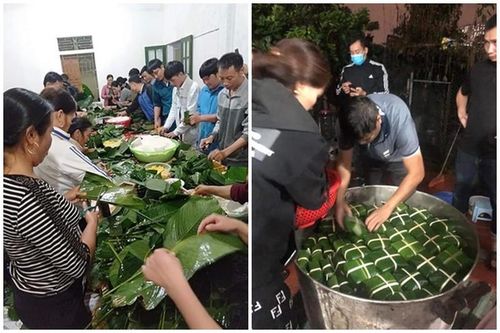 Người dân 'trắng đêm' gói ngàn chiếc bánh chưng cứu trợ miền Trung