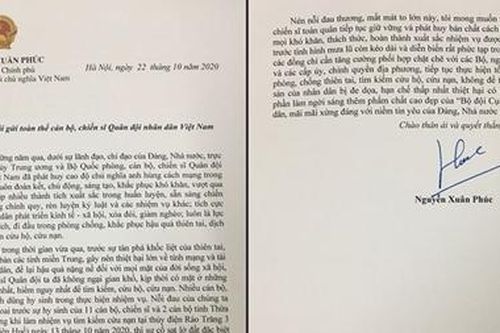 Thủ tướng gửi thư tới toàn thể cán bộ, chiến sĩ Quân đội nhân dân Việt Nam