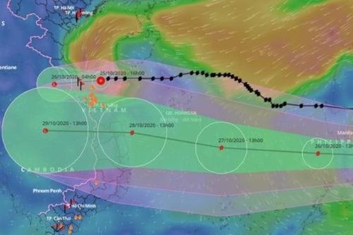 Sáng 26.10, bão Molave vào Biển Đông, cường độ mạnh, di chuyển nhanh