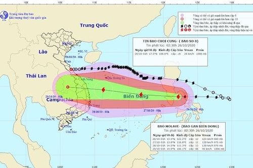 Bão số 9 gây mưa to tại các tỉnh Nghệ An - Quảng Bình từ chiều 27/10