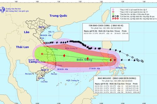 Bão số 8 tan, bão Molave mạnh cấp 12 hướng vào Biển Đông