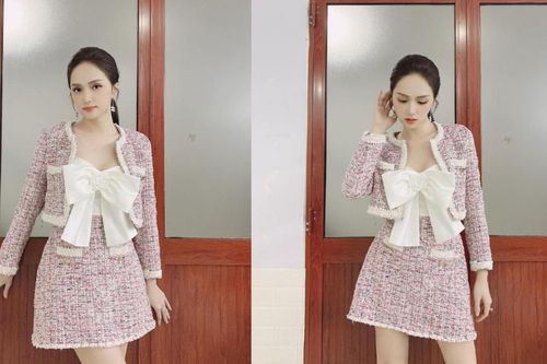 Hoa hậu Hương Giang đẹp nức nở trong set đồ tweed sang trọng tao nhã
