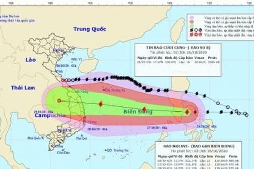 Sáng 28/10: Bão số 9 giật cấp 16 áp sát đất liền Đà Nẵng - Phú Yên