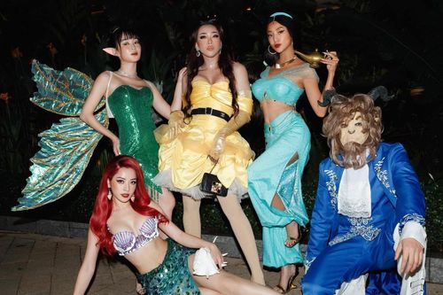 Salim, Sun HT nhập hội hóa trang Halloween với Chi Pu