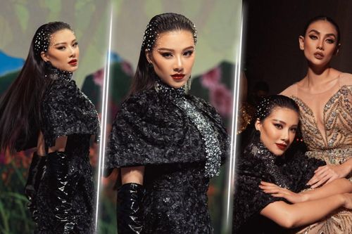 Trở lại sàn runway, Á hậu Kim Duyên sắc lạnh diễn Vedette, kiêu kỳ đọ sắc cùng Võ Hoàng Yến