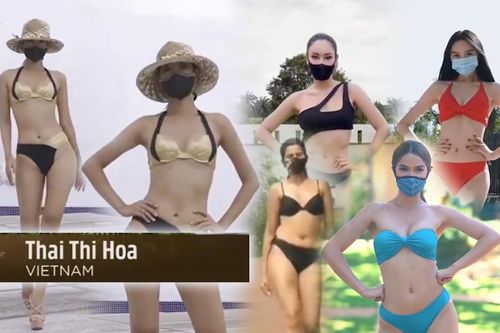 Hoa Thái khoe vóc dáng 'đồng hồ cát' tại Miss Earth 2020, nhiều ứng viên lộ khuyết điểm hình thể
