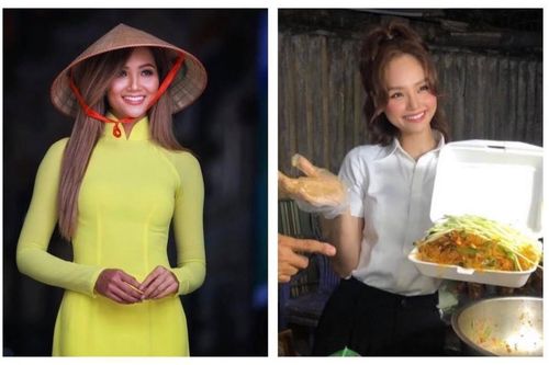 H'Hen Niê nhuộm tóc nâu vàng, diện áo dài duyên dáng; Miu Lê - đại sứ bánh tráng trộn