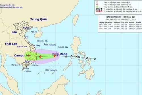 Bão số 12 hướng vào các tỉnh Phú Yên - Ninh Thuận