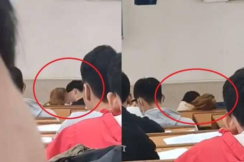 Cặp đôi sinh viên thản nhiên âu yếm nhau trong lớp học đông người gây bức xúc
