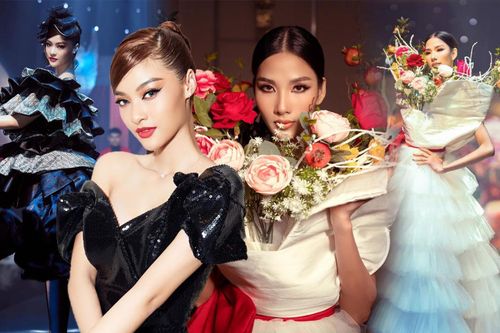 Hoàng Thùy mặc váy rừng hoa diễn Vedette, Kiều Loan đẹp sắc sảo trên sàn runway