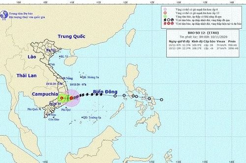 Bão số 12 đi vào đất liền các tình Bình Định đến Ninh Thuận, suy yếu thành một vùng áp thấp