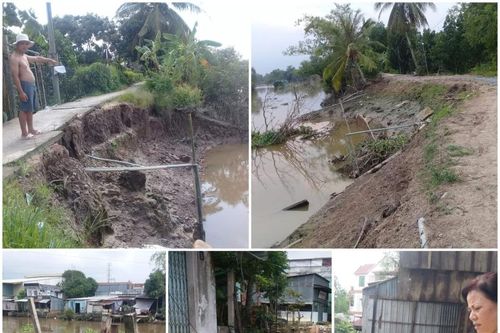 Tiền Giang: Triều cường, mưa bão gây ra hàng chục điểm sạt lở tại huyện Cái Bè