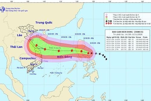 Bão Vamco giật cấp 15 đang đi vào Biển Đông