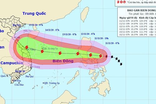 Dự báo thời tiết: Bão Vamco di chuyển theo hướng Tây, khả năng mạnh thêm