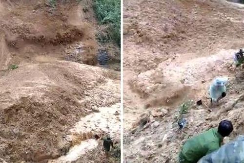Khoảnh khắc nhiều công an, bộ đội đang cứu hộ thoát chết trong gang tấc do núi lở