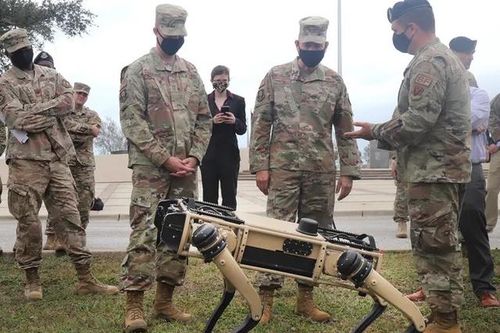 Căn cứ đầu tiên của Mỹ dùng chó robot tuần tra