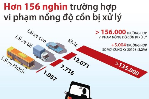 Trên 156.000 trường hợp vi phạm nồng độ cồn bị xử lý trong 11 tháng