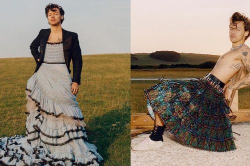 Harry Styles diện váy xếp ly tạo dáng 'ẻo lả' trên tạp chí