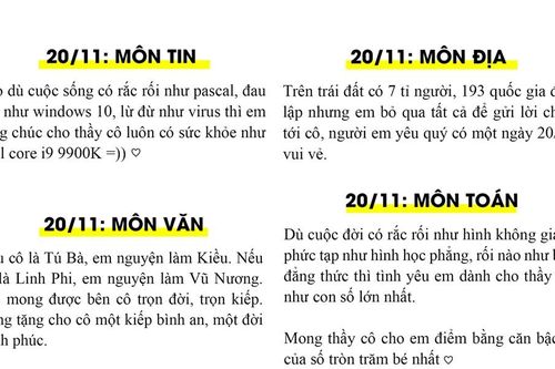 'Chất' ngất với bộ lời chúc 20/11 'đo ni đóng giày' cho từng bộ môn, bạn đã lưu lại chưa?