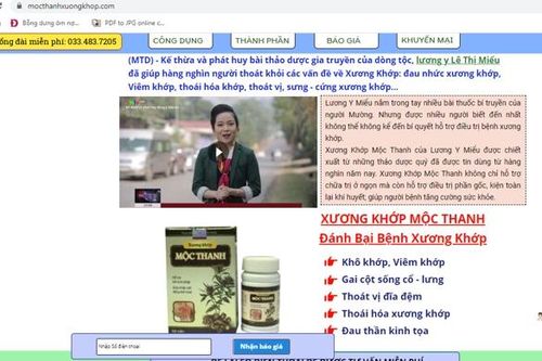 Khuyến cáo người tiêu dùng không sử dụng sản phẩm Xương khớp Mộc Thanh