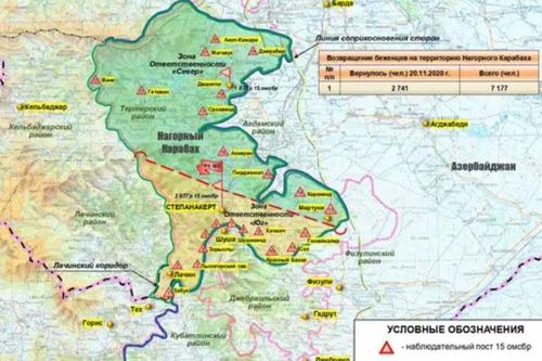 Nga phát hành bản đồ triển khai các lực lượng của vùng Karabakh