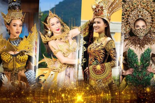 Hoa Thái diện áo dài thêu rồng cầu kỳ dự thi Trang phục dân tộc tại Hoa hậu Trái đất 2020