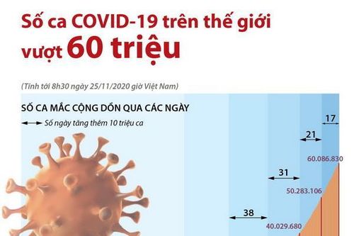 Số ca COVID-19 trên thế giới vượt 60 triệu