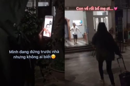 Nữ sinh bí mật về thăm nhà, vừa bước đến sân đã khiến bố 'vỡ òa' niềm vui vì bất ngờ