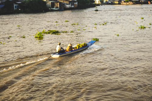 Ngắm bình minh trên chợ nổi ở Hậu Giang