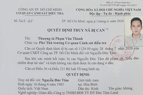 Truy nã Giám đốc Công ty bất động sản Đức Tâm Land