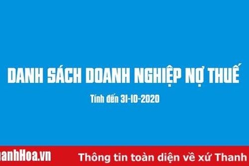 Danh sách các doanh nghiệp trên địa bàn tỉnh Thanh Hóa có số nợ thuế tính đến thời điểm 31-10-2020