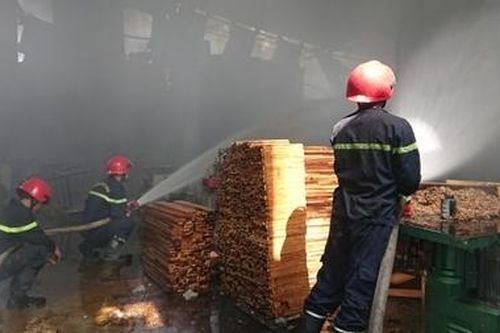 Dập tắt đám cháy cơ sở tái chế nhựa ở Bình Dương