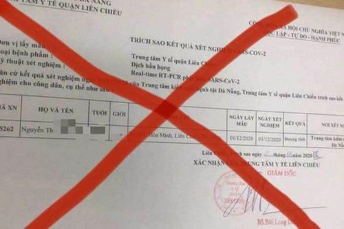 Có đối tượng làm giả giấy xác nhận kết quả xét nghiệm sars-cov 2 tại Đà Nẵng
