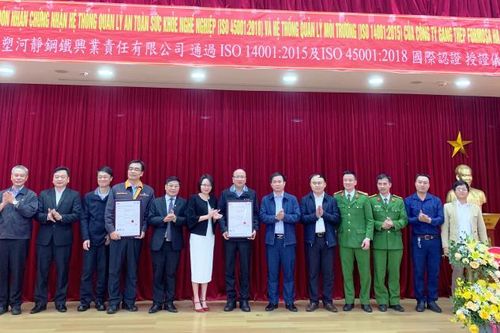 Formosa Hà Tĩnh: Đón nhận Chứng nhận Tiêu chuẩn quốc tế ISO về hệ thống quản lý môi trường