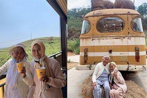 'Phát sốt' với bộ ảnh hai cụ bà tạo dáng 'xì tin' đi du lịch Đà Lạt