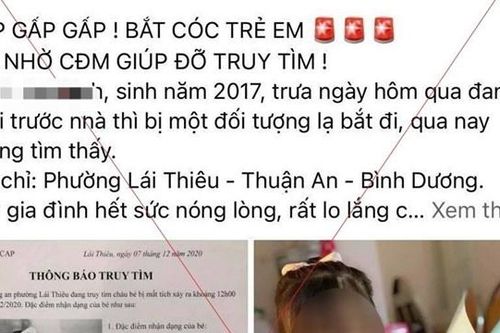 Vụ bé gái bị bắt cóc ở Bình Dương: Chỉ là thông tin giả mạo