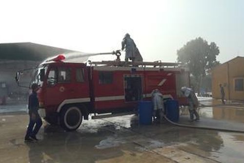 Kho 671, Cục Xăng dầu (Tổng cục Hậu cần) hợp luyện chữa cháy giàn cấp phát nhiên liệu