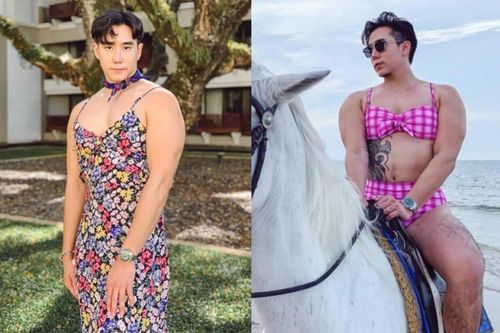 'Hot boy' 6 múi gây ngỡ ngàng khi diện đồ nữ, 'cân trọn' từ váy dài đến bikini
