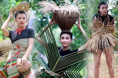 Bỏ quần áo đắt đỏ, dàn Hoa-Á hậu làm váy áo từ lá cây, hoa vườn đẹp đỉnh
