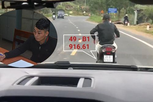 Triệu tập nam thanh niên lái xe máy vào cao tốc, lạng lách trước ô tô