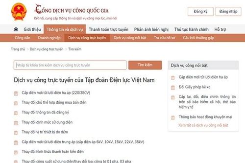 Cung cấp 100% dịch vụ điện trực tuyến lên Cổng dịch vụ công quốc gia
