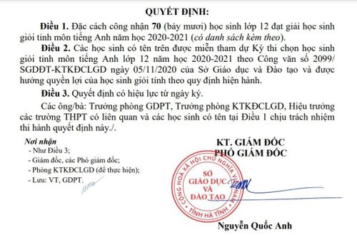Hà Tĩnh lý giải việc đặc cách học sinh đạt 6.5 IELTS trở lên là HSG tỉnh