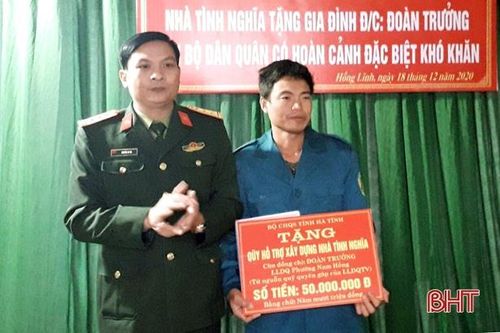 Xây nhà tình nghĩa cho cán bộ dân quân hoàn cảnh khó khăn ở TX Hồng Lĩnh