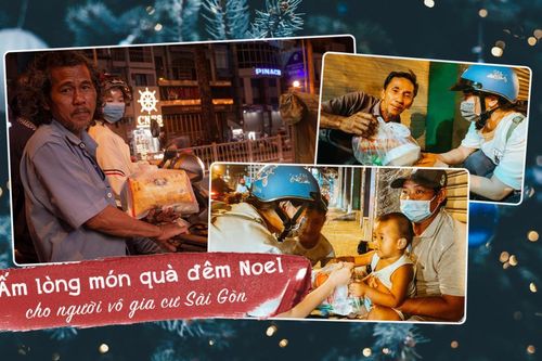 Ấm lòng những món quà đêm Noel dành tặng người vô gia cư ở khắp đường phố Sài Gòn