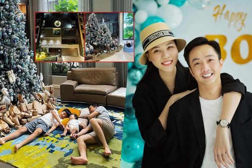 Biệt thự xa hoa của Đàm Thu Trang - Cường Đô La lộng lẫy đón Noel: Subeo quấn quýt em gái Suchin
