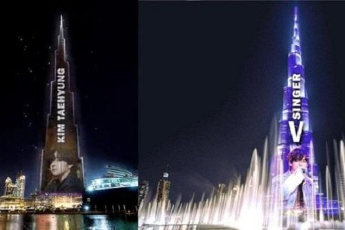 Mừng sinh nhật V BTS, ARMY thắp sáng tòa nhà cao nhất thế giới tại Dubai