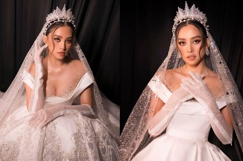 Hoa hậu Tiểu Vy mặc váy cô dâu khoe thềm ngực quyến rũ