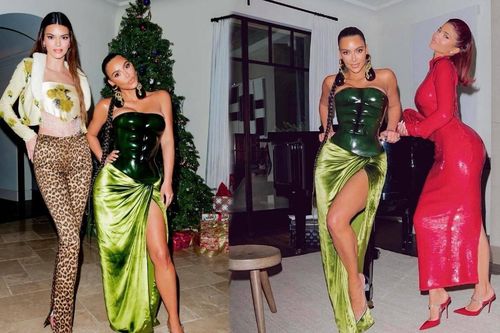 Chị em nhà Kardashian lên đồ đi tiệc cuối năm lòe loẹt như dự lễ Halloween