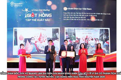 EVN được trao giải thưởng 'Giọt hồng' năm 2020